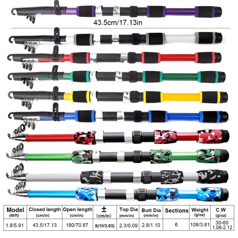 Ftk 1.8m vara de pesca e carre - Fishing Rod Spinning avaliação e preço